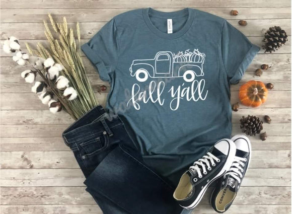 Fall Yall Pumpkin Truck White