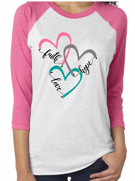 Faith Hope Love Hearts sublimation