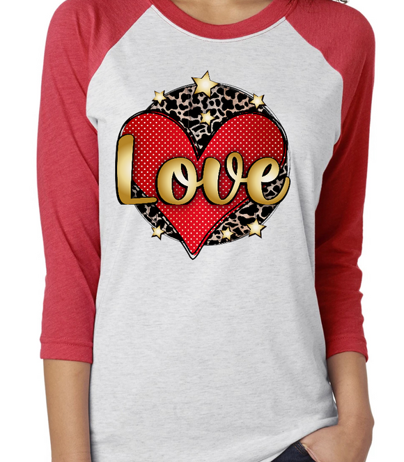 Love Red Heart Leopard Background Sublimation