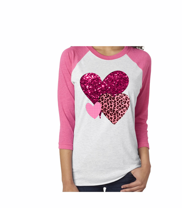 3 Hearts Pink Sublimation